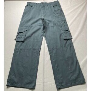 NWT SO Womens XL Long High Rise Wide Leg Cargo Pants Kayak Green Sage Cotton